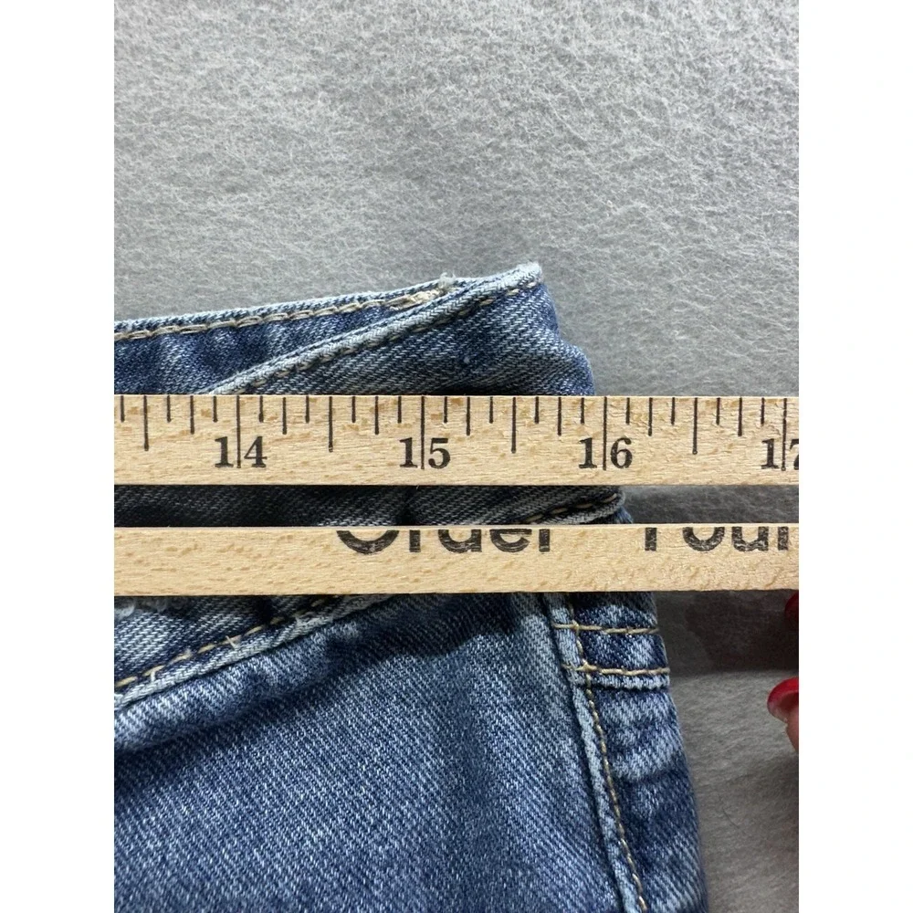 Free People Jeans Womens Size 30 Blue Distressed Straight Leg Raw Hem Cropped
